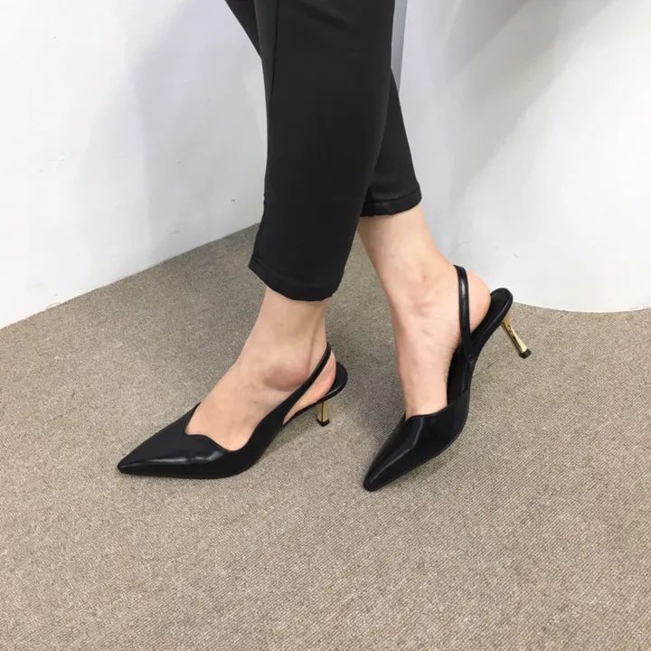 가을신상 튤립 스틸레토 슬링백 힐 7cm