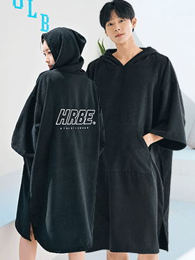 커플 후드 오버핏 빅사이즈 래쉬가드 수영복 타올 커버업 비치웨어 포켓 반팔 상의 TE509