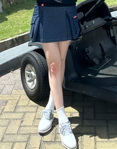 다크네이비 여성 아웃포켓 데님 스커트_DWSK3D612N3