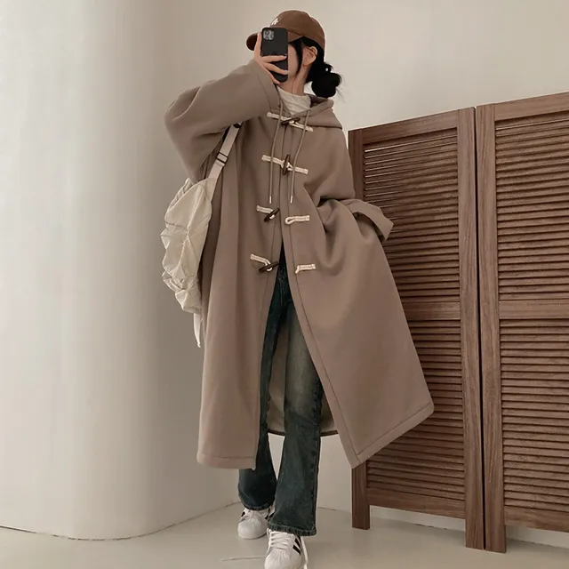 [양털안감!] 발끝까지 따듯하게, 안감 양털 떡볶이 후드 롱 야상