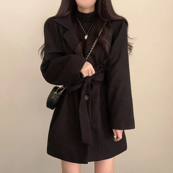 누빔안감 베이직 허리잘록 코트