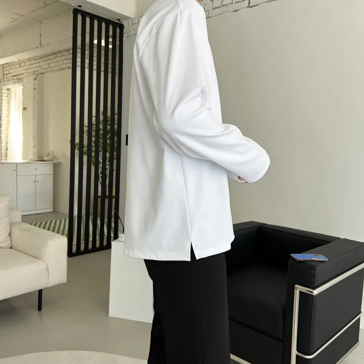 절대 비침없고 구김없는 고퀄리티 탄탄 특양면 레이어드 트임 긴팔티 (3color) 기본 무지 이너 흰색 흰티 코디만능 두툼한 오버핏 티셔츠