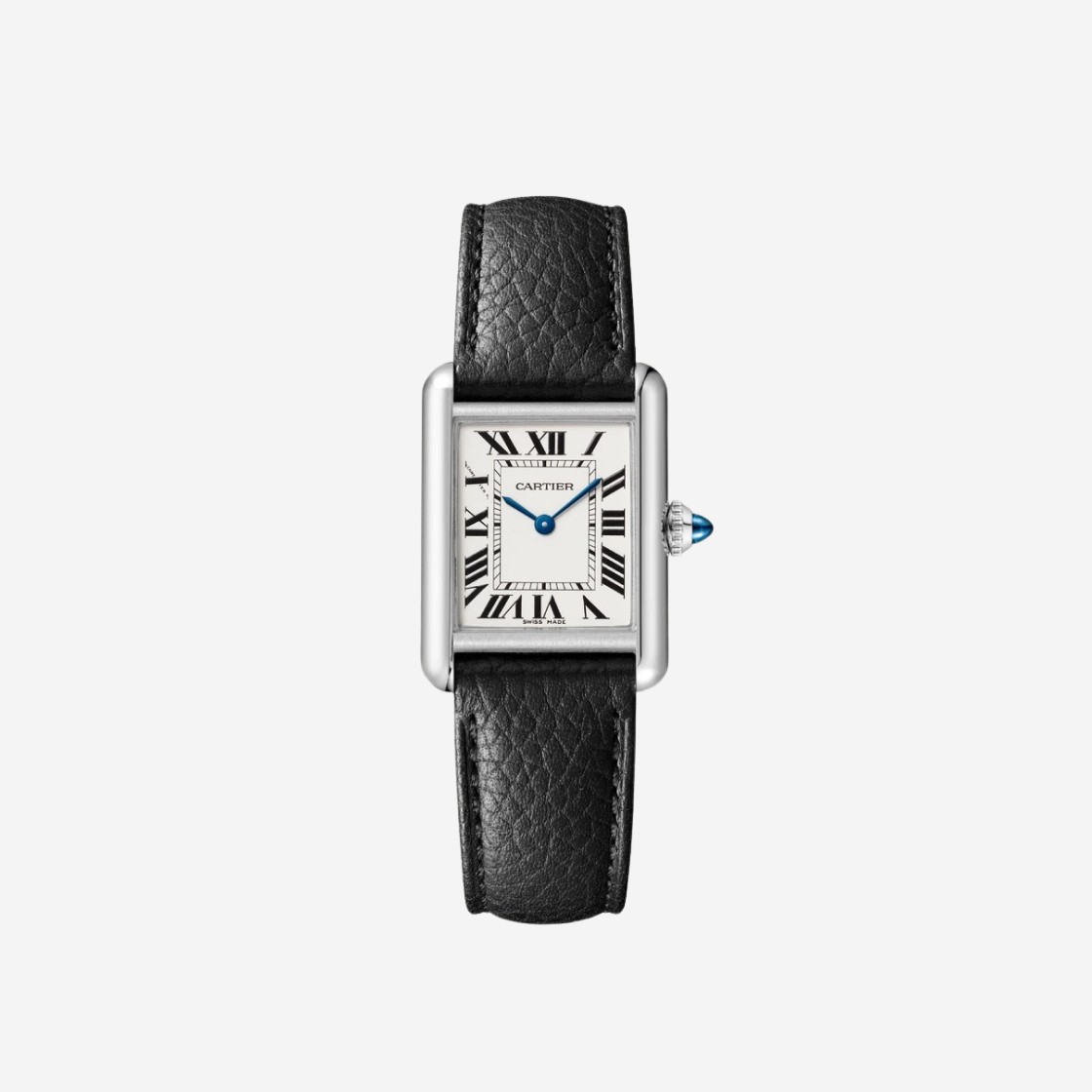 Cartier Tank Must Watch Small Quartz Steel Calfskin Black