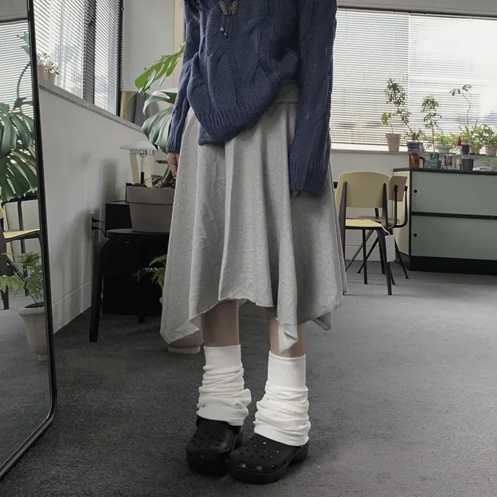 [겨울특가🖤] hooa unbalanced layered midi sk