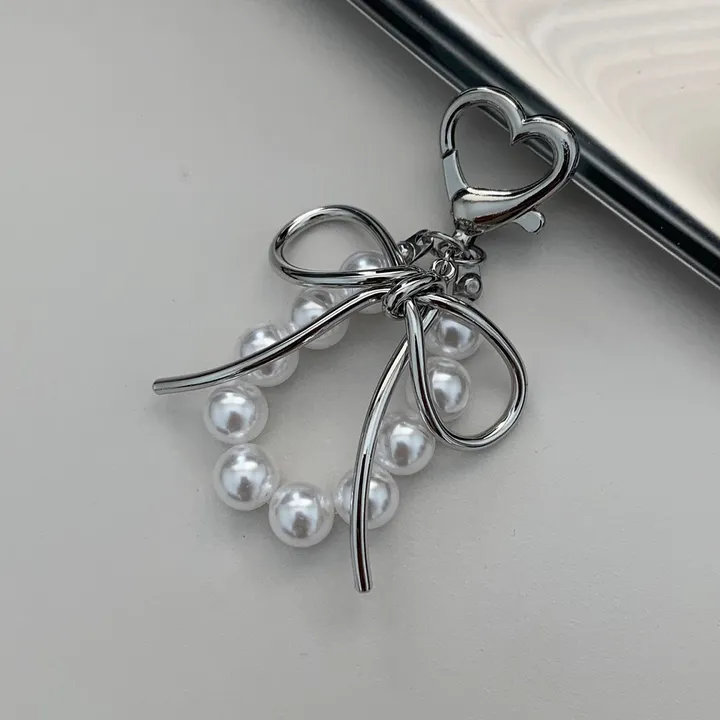 handmadeღ 실버 매듭 리본 진주 키링 폰꾸 백꾸 가방걸이 에어팟키링 자동차키링 폰키링
