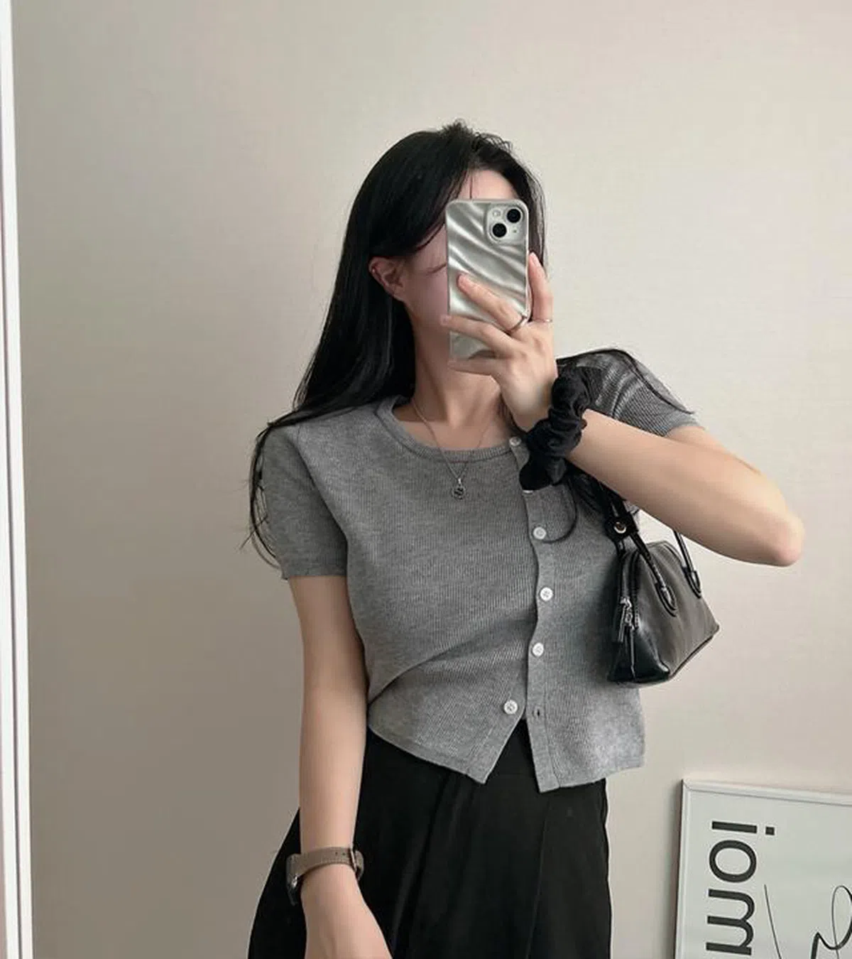 [봄니트/5color] 사선단추 라운드넥 봄 반팔 가디건_몽그라미