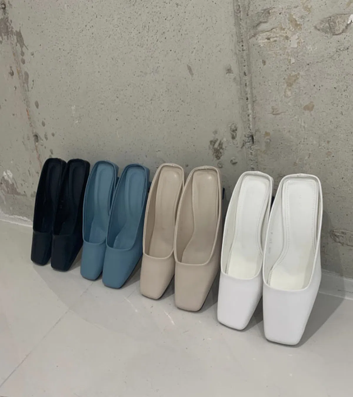 스퀘어 사각 미들굽  뮬 블로퍼 힐
