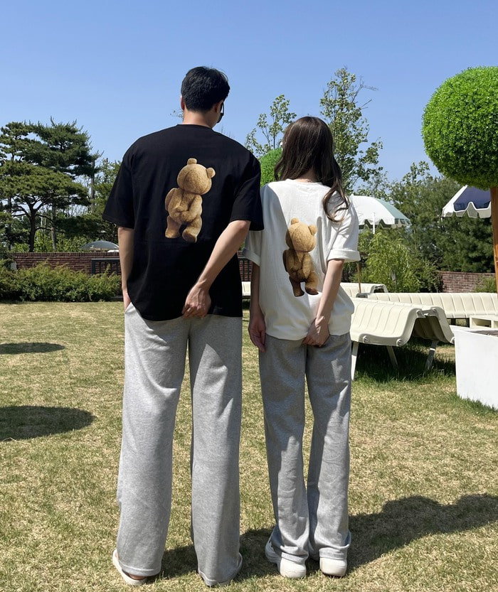 3color 남녀공용 초귀여미 똥마려운 테드곰 오버핏 반팔티 박스티 커플티 커플룩 시밀러룩 데일리 꾸안꾸룩 여행룩 휴가룩 강추템!!