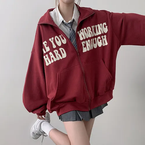 [힙한무드!/교복템/간절기] 워킨 오버핏 배색 프린팅 집업 (3color) 3일만할인