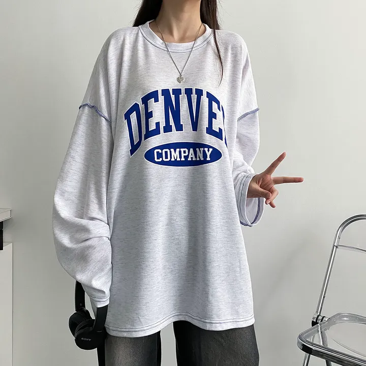 2Ver. [긴팔/반팔선택] 왕박시 오버핏 댄버 컴퍼니 스티치 긴팔 반팔 티셔츠 4color
