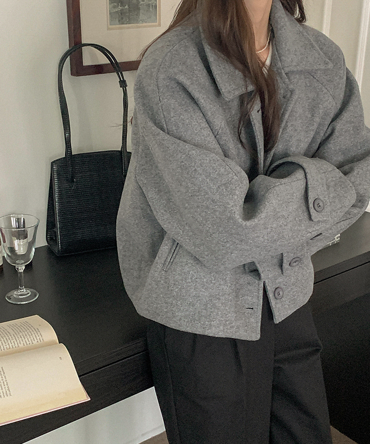 [오버핏/숏코트]젠느 루즈핏 클래식 숏 하프코트- 4color(봄코트/여성코트/데일리코트/키작녀코트/반코트/회색코트/차콜코트/오버핏코트/하객룩//빅사이즈코트/숏코트/겨울코트)