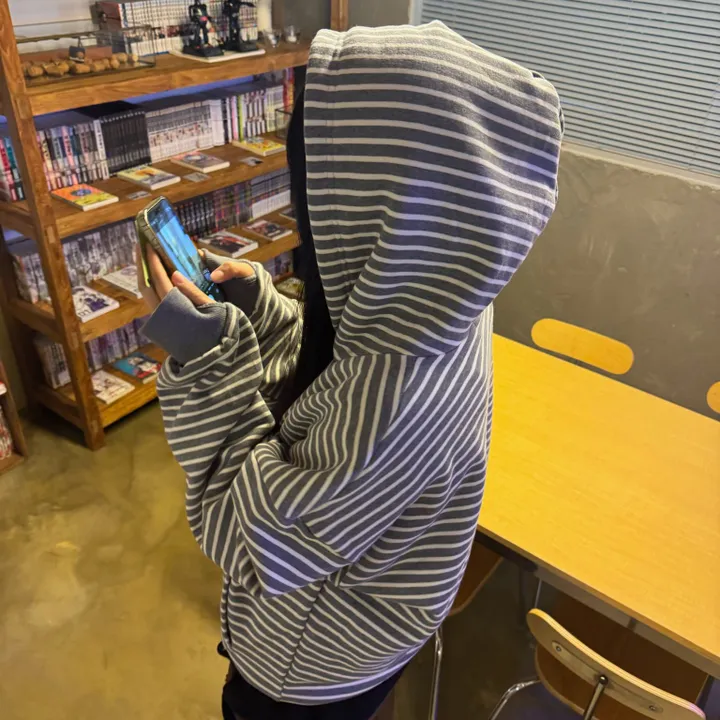 💕최저가/주문폭주💕 [UNISEX] 단가라바라클라바워머후드 기모단가라후드 스트라이프핸드워머후드 남여공용스트라이프후드