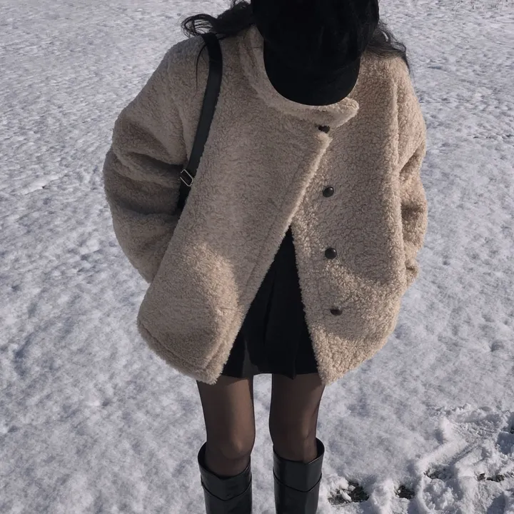 [왕아방핏🤎/주문폭주✨]후회없는 선택,푸들 양털 오버핏 하프 스웨이드 퍼자켓,코트