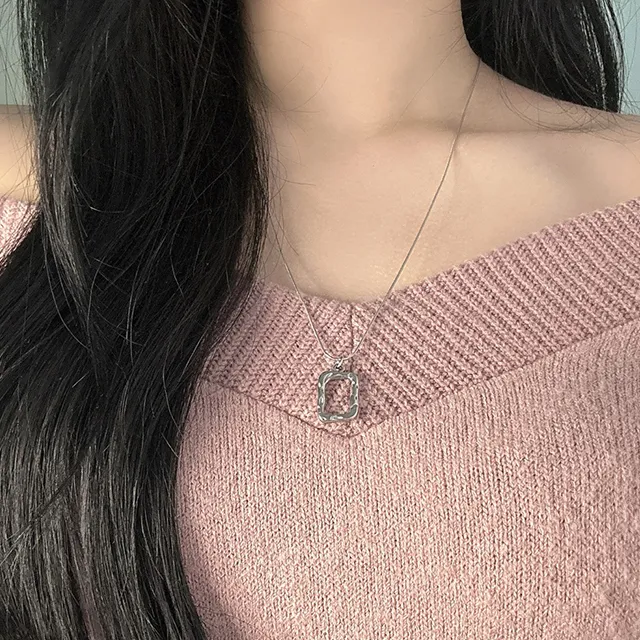 [*자체제작*/변색X] 패션 데일리 심플 모던 시크 캐주얼 스퀘어 롱 펜던트 목걸이