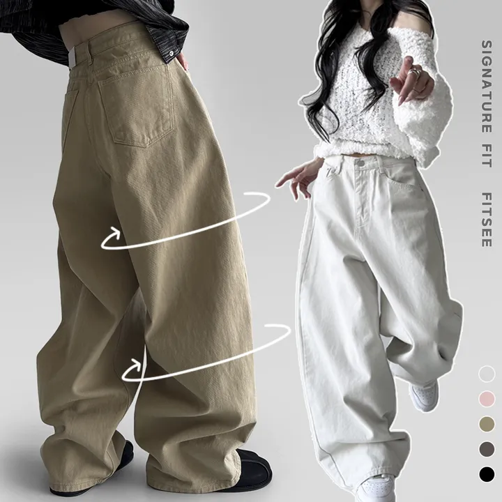 [2025年 유행 커브핏] 비숑 메가 와이드 커브 아방 벌룬핏 데님 컬러 팬츠 바지