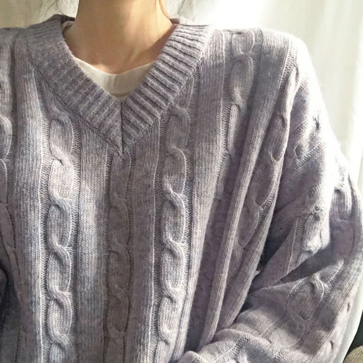 [컬러믹스,봄] 루즈핏 꽈배기 니트 / 봄가을, 매일입는 스프링 케이블 울니트 / 보카시 브이넥 오버핏 긴팔티