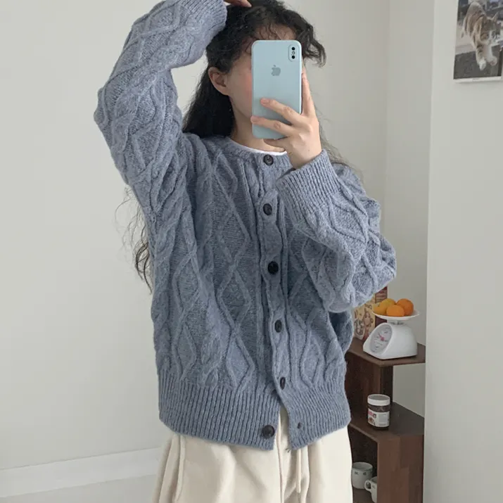 포니 꽈배기 가디건