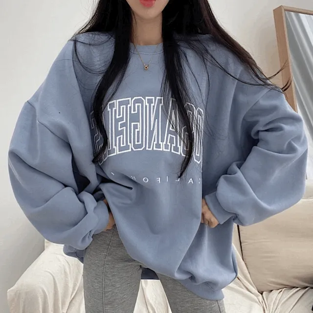 44~77 [쭈리/기모선택!] 색감너무예쁜 켈포 레터링 오버핏 맨투맨 4color