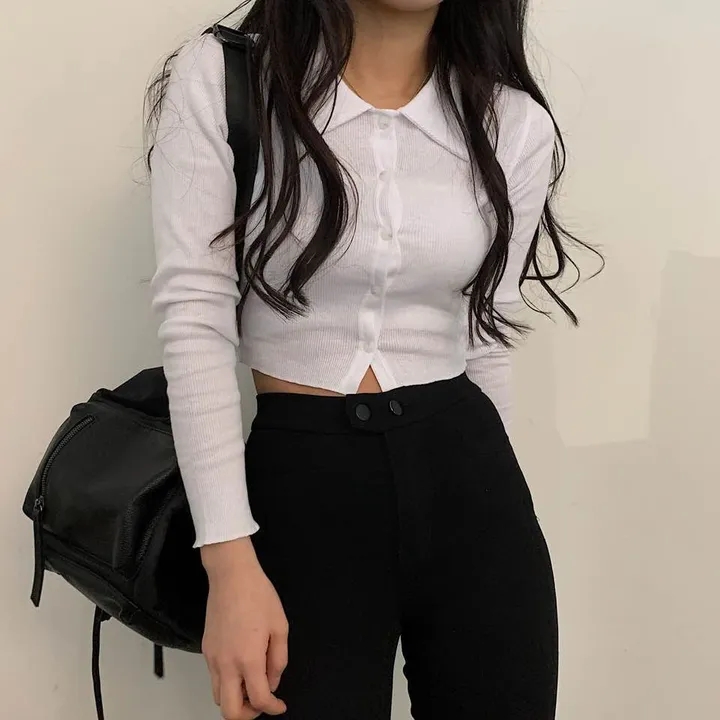 [가격실화?] 카라 크롭 단추 골지 가디건;3col