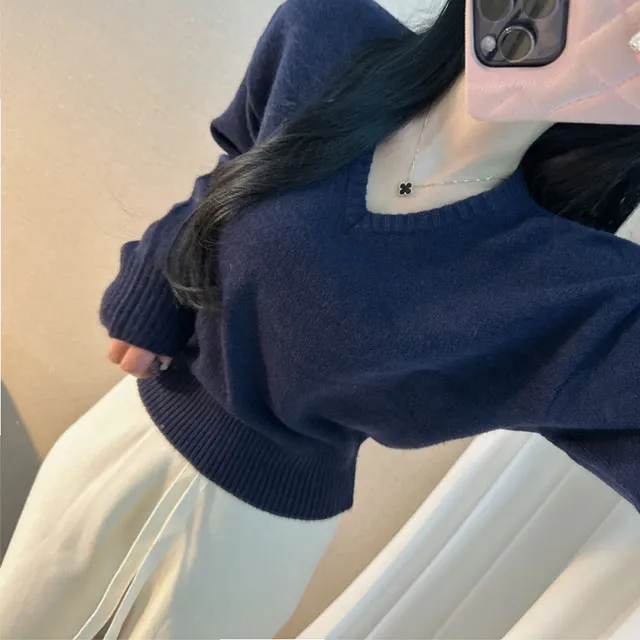 ❤️최저가❤️니드 브이넥 밑단 시보리 니트