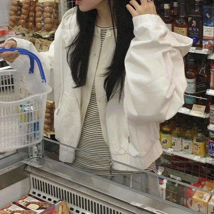 오아 투웨이 후드 크롭 자켓