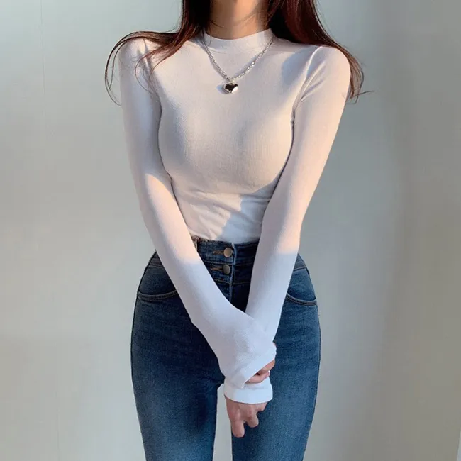 [늘어짐x] 텐션감 빵빵 골지 스판 반목 긴팔티셔츠
