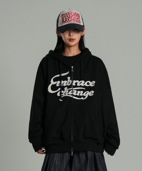 Embrace Hoodie Zip Up Black