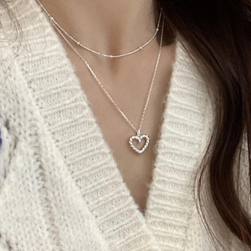 써지컬스틸 하트 레이어드 목걸이 (미니케이스) heart layer necklace 더무드민