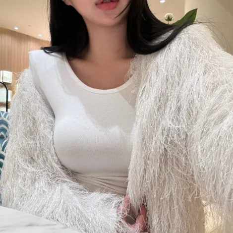키아 헤어리 펄 가디건