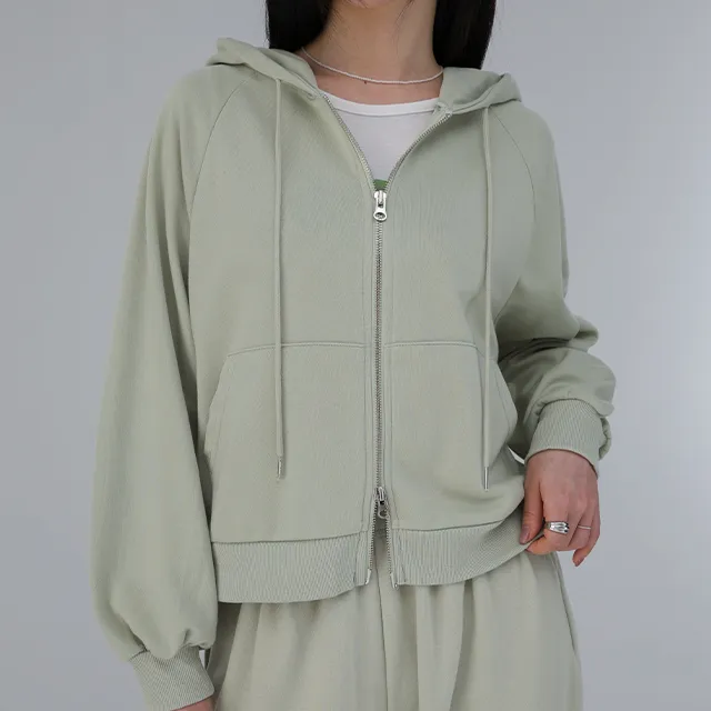 료카크롭후드집업