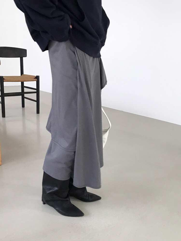 FOLDED WRAP SKIRT (2COLOR)