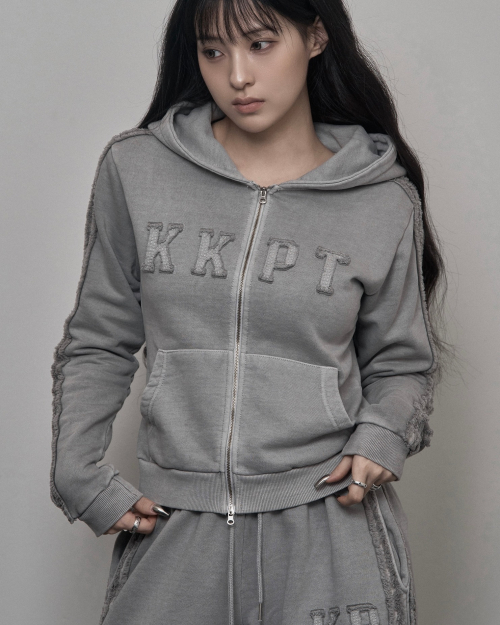 Pigment Hood Zip-up (light gray)