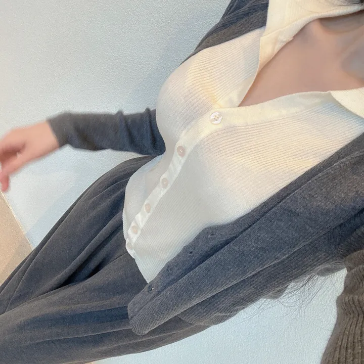 [전칼라당일!/부들부들🖤] 이중 카라 레이어드 가디건 (수입)