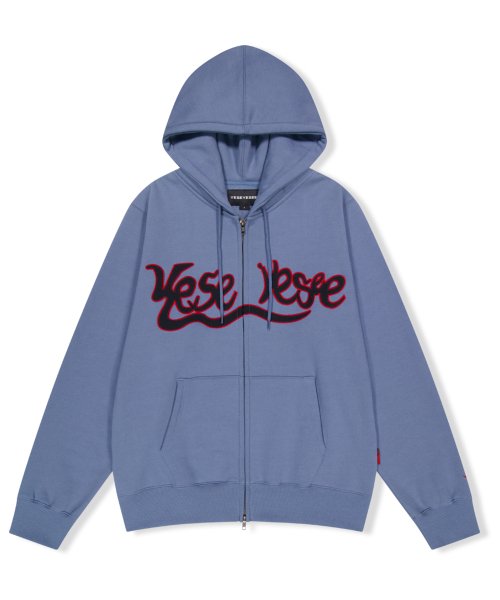 Y.E.S Snail Logo Zip-up Hoodie Smoky Blue