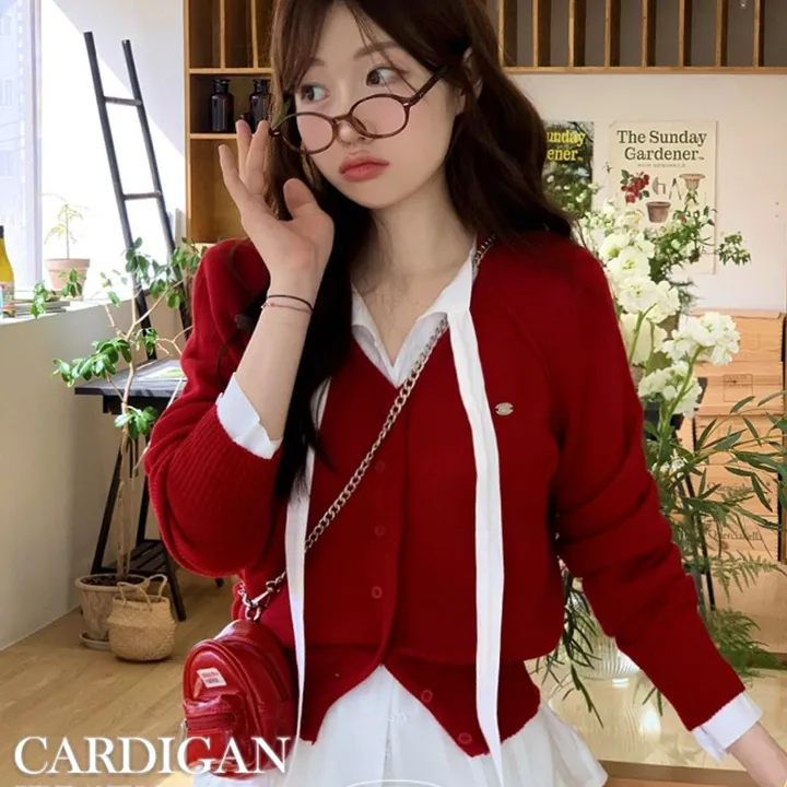 [펜던트/잘록핏]다즐링 펜던트 심볼 잘록핏 버튼 브이넥 루즈핏 니트 가디건 5color