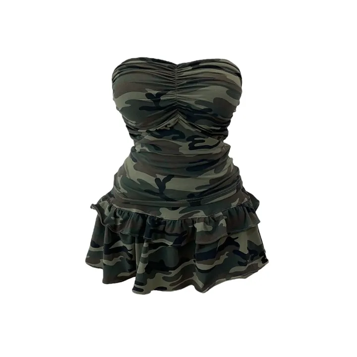 Camo military top skirt set 카모 밀리터리 탑 스커트 세트