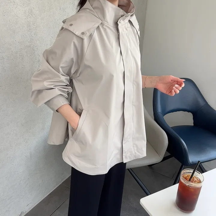 간절기 루즈핏 A라인 후드 바람막이 점퍼