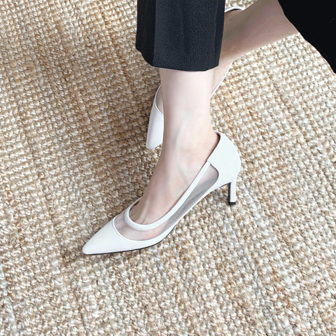 리라 시스루 뾰족 하이힐 7cm