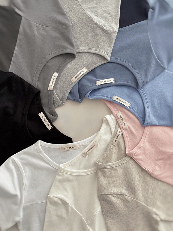 [당일출발🚚] #SLOWMADE. 쫀쫀스티치 프론트라인 티셔츠 - 9 color