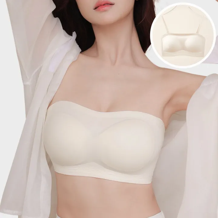 [가슴압박없는] 흘러내림X 논슬립 오프숄더 끈없는 튜브탑 브라 브라탑 <FREE 75ABC 80AB>