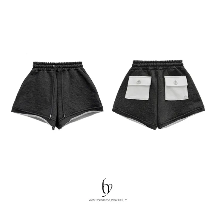 (S,M)[디테일최고/힙업!/골넓핏🖤] made 멜팅 배색 A라인 숏팬츠