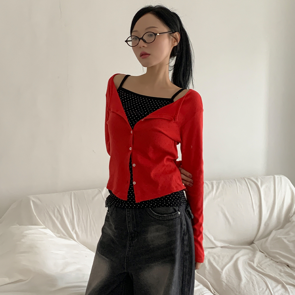 [여리핏🌼]핏치 펀칭 가디건 - 국내생산! 니트가디건 루즈핏 펀칭 봄 간절기 레이어드 귀욤 시스루 스카시 아일렛 니트