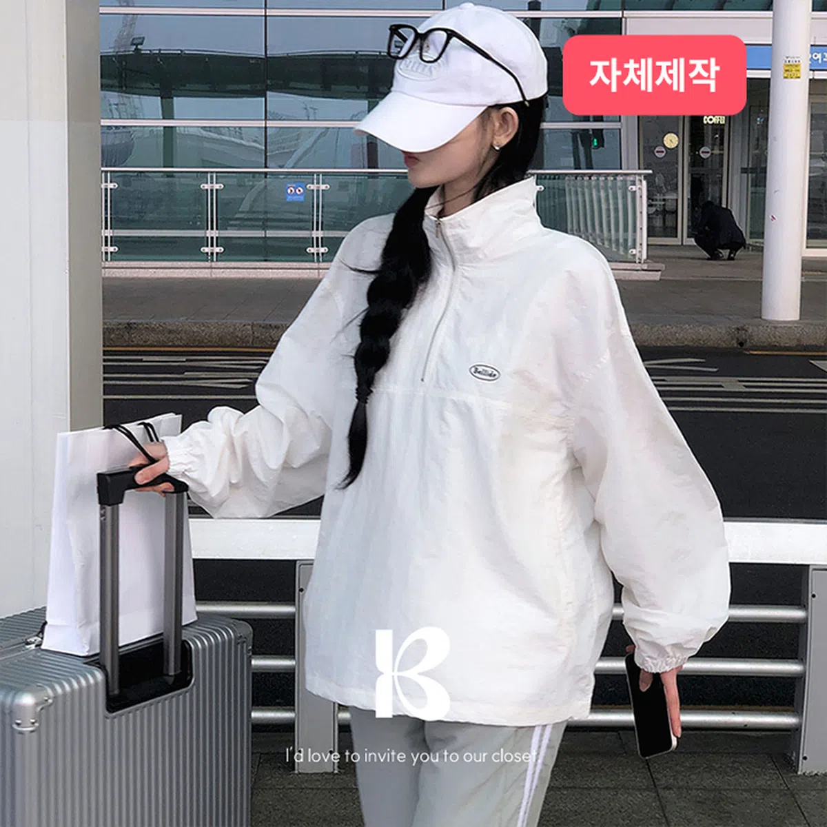 [당일출고][MADE/투웨이]스포티 반집업 나일론 스트링 맨투맨 ts1333