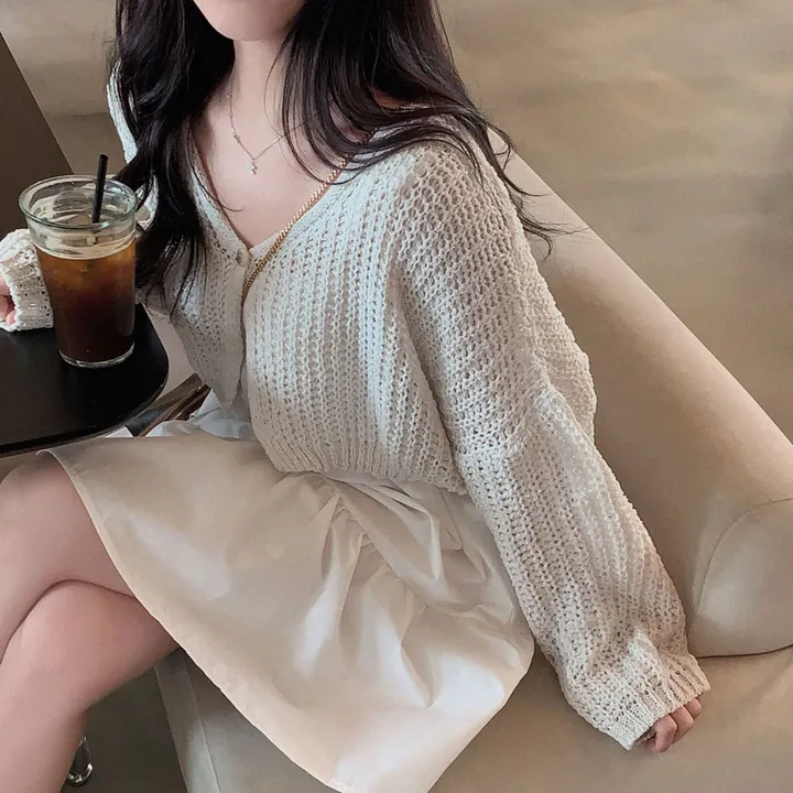 [아방🤍/new신상!]누가봐도 아방핏, 왕크롭 썸머 린넨 부클 원버튼 루즈핏 가디건