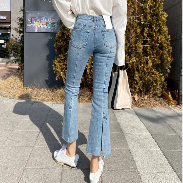 뒷절개 트임 반하이 부츠컷 청바지