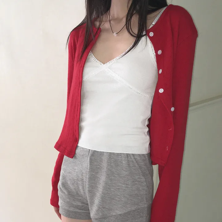 올딘 가을 간절기 펀칭 긴팔 가디건